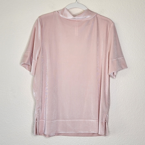 Anthropologie Pink Krisha Velvet Mock Neck Top M - Picture 5 of 6